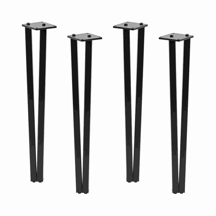 TM-DL-125 dining & desk legs — 100 * 100 * 615 mm · tube 25 * 25 * 1.5 mm · matte black