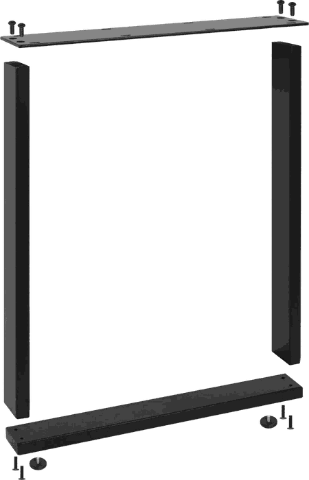TM-KD-103 knock-down legs — H 710 * W 580 mm · tube 75 * 25 * 1.0 mm · matte black