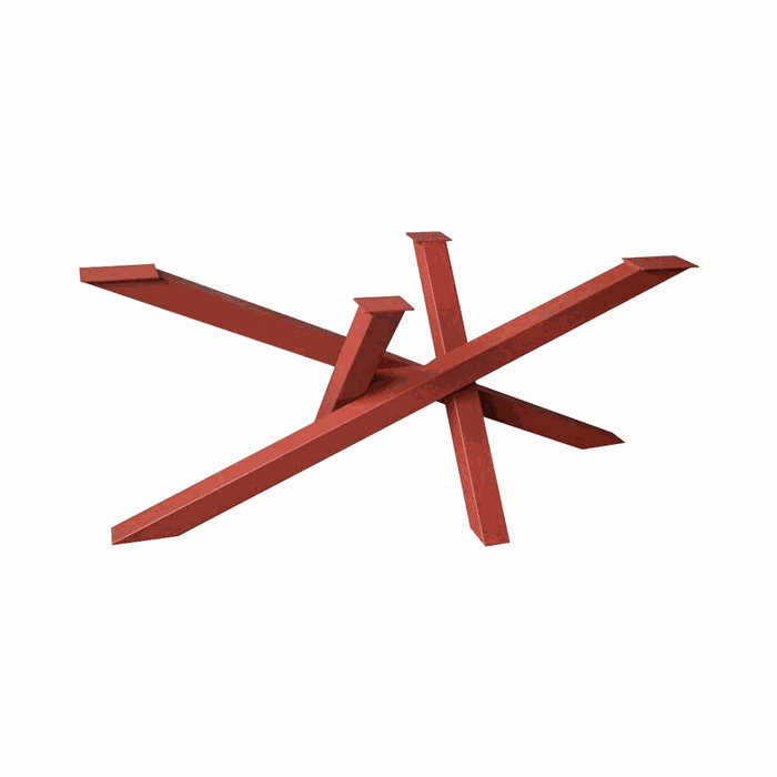 TM-SF-102 spider & trestle frames — L 1700 * W 710 * H 710 mm · tube 80 * 80 * 1.5 mm · matte red