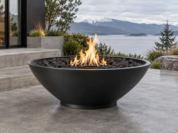 Sapphire 21 Tapered Steel Fire Bowl Blackened steel deep tapered fire bowl on a pedestal foot - TrussMetal Sapphire 21