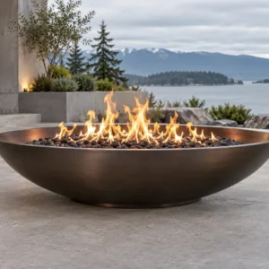 Sapphire 22 Shallow Fire Bowl Wide shallow steel fire bowl with a broad flame surface - TrussMetal Sapphire 22