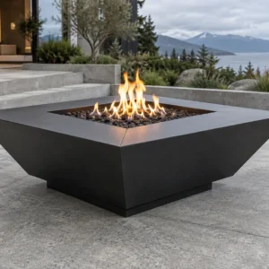 Sapphire 26 Diamond Fire Pit Matte black diamond-profile steel fire pit with tapered faces - TrussMetal Sapphire 26