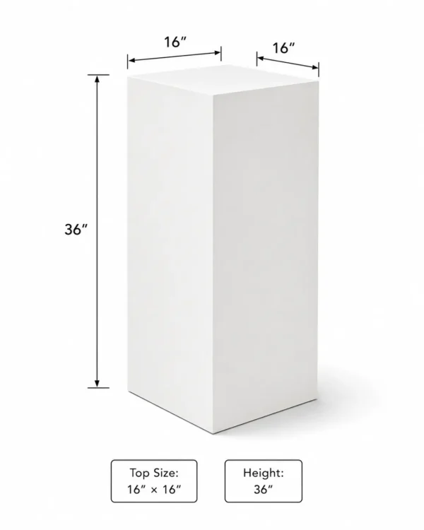 Steel display pedestal dimension diagram Steel display pedestal dimension diagram showing square top and height