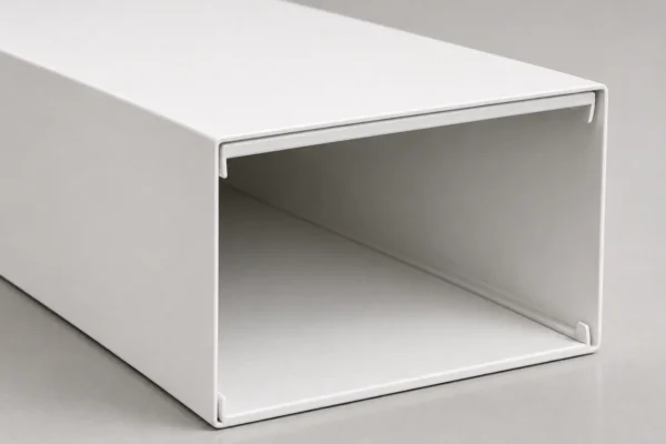 Steel display pedestal open bottom Open bottom of steel display pedestal with inward return flanges
