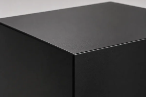 Steel display pedestal top detail Top surface detail of Matte Black steel display pedestal