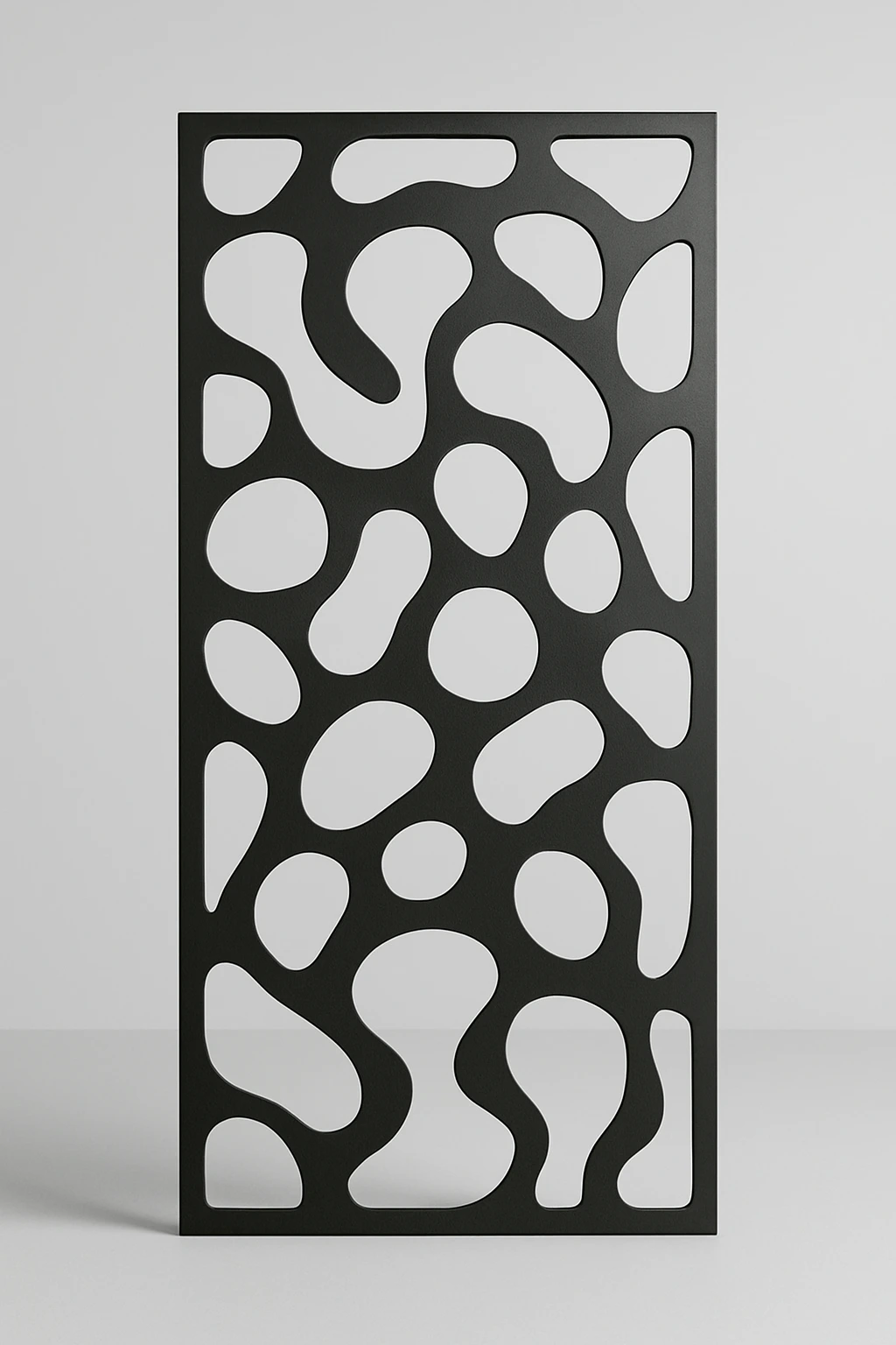 Drift organic pattern, a laser-cut steel decorative screen panel in matte black